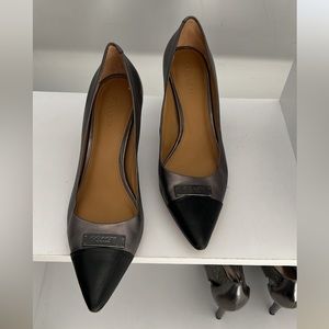 COACH Dark Silver and Black Point Toe Heel